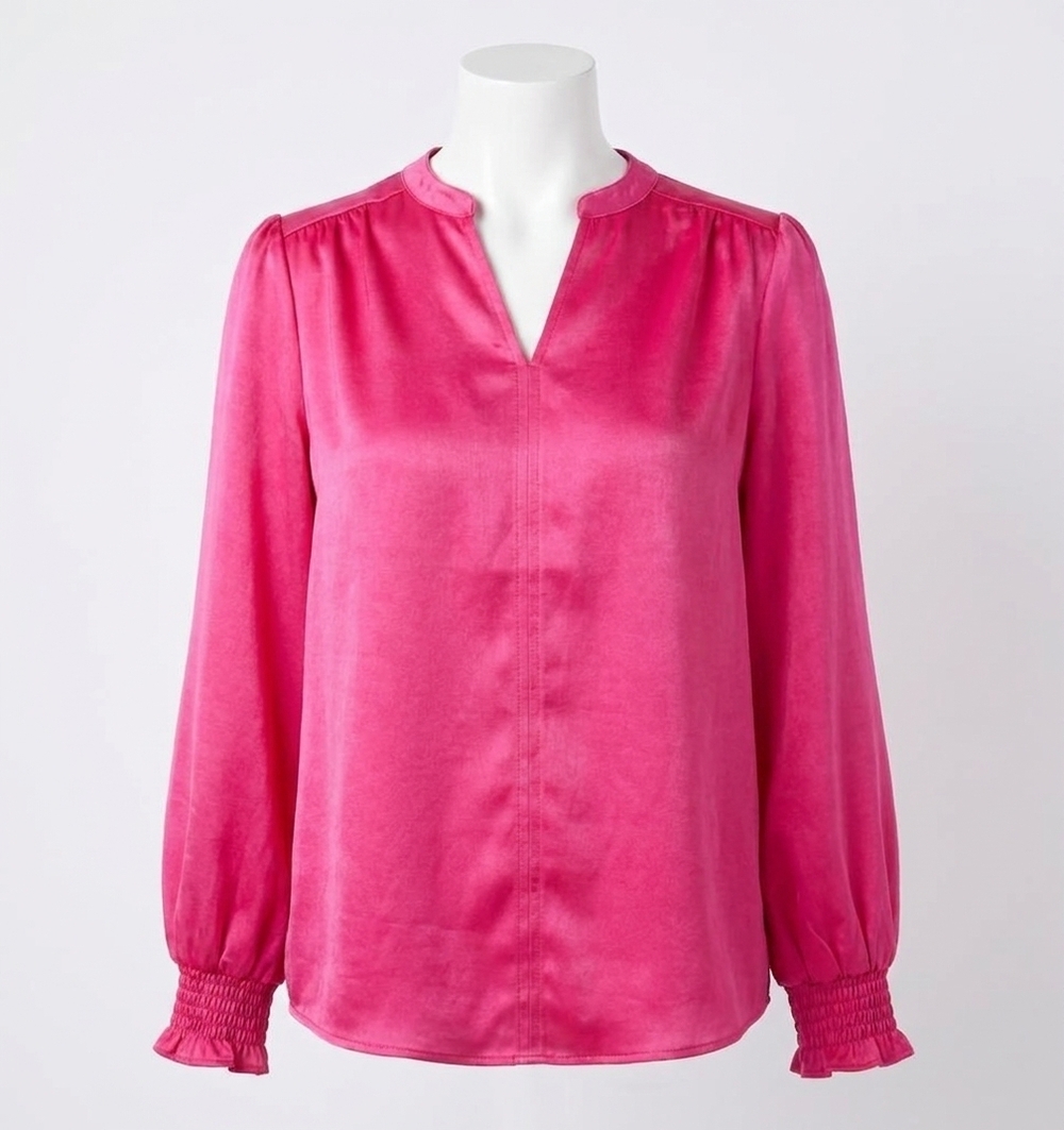 NEW IVY JANE hattie long sleeve suede top in hot pink